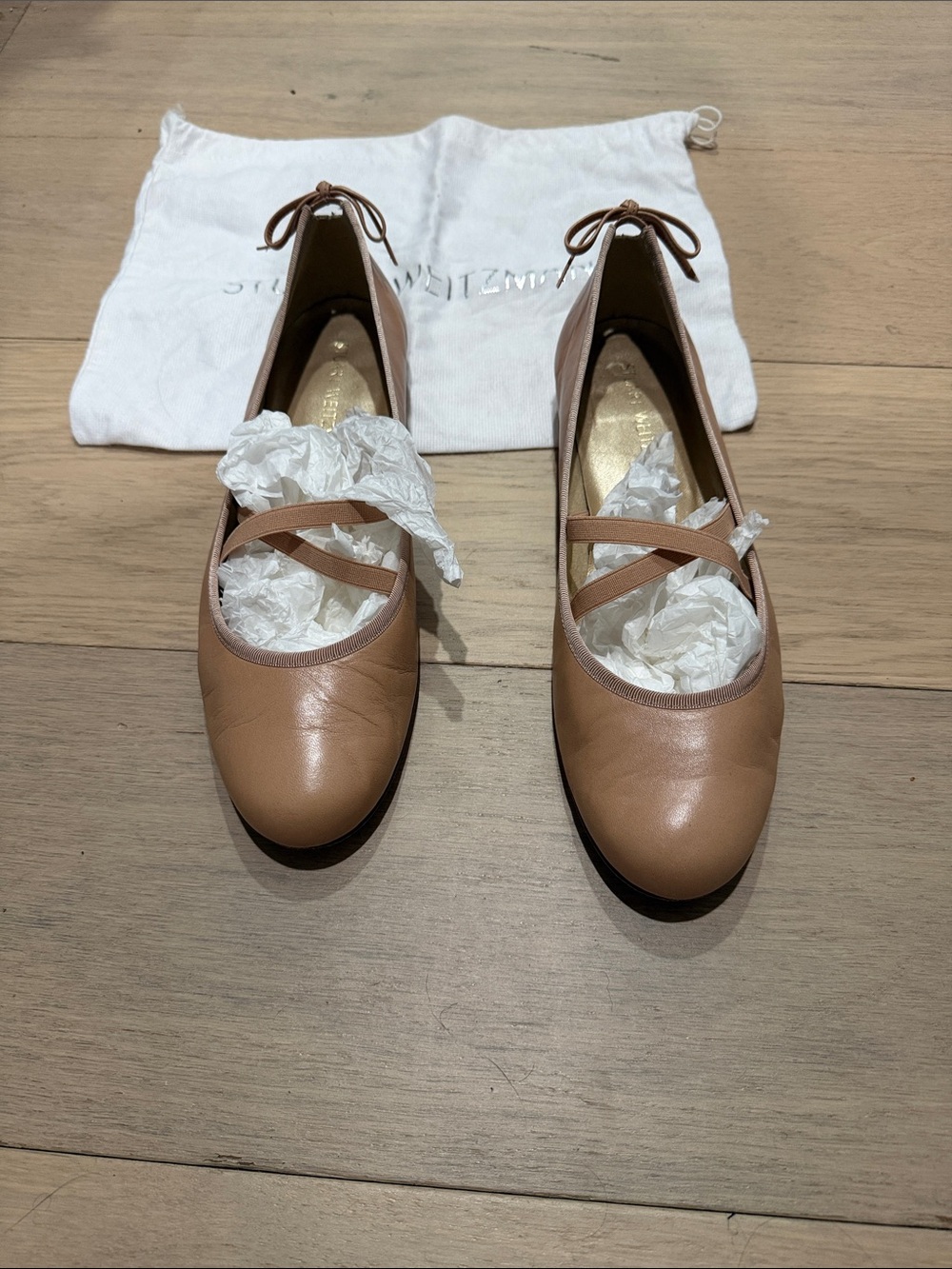 Stuart Weitzman nude leather ballet flats